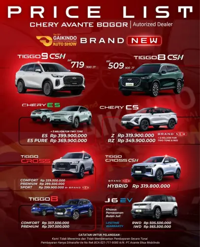 Pricelist Harga Chery livingworldalamsutera 2025